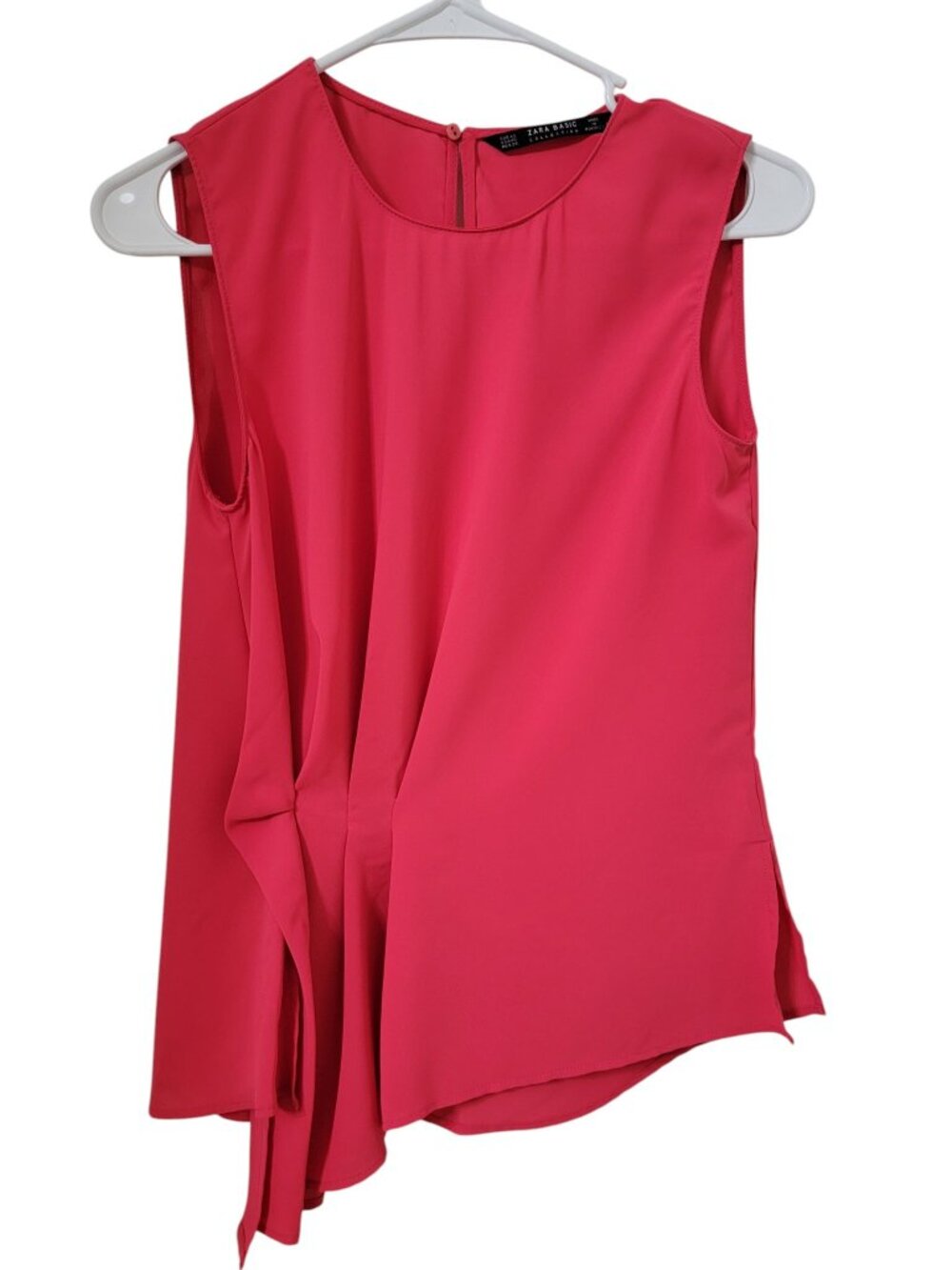 Zara Basic Size XS Pink Sleeveless Top Front Side Gathering Accent